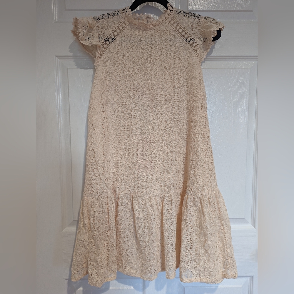 Betsy Johnson Eyelet Cream Mini Dress, Size M, TAGS ON - Never Been Worn!